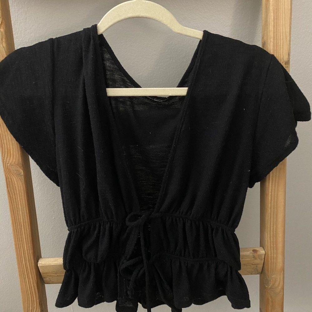 Open front double tie shirt